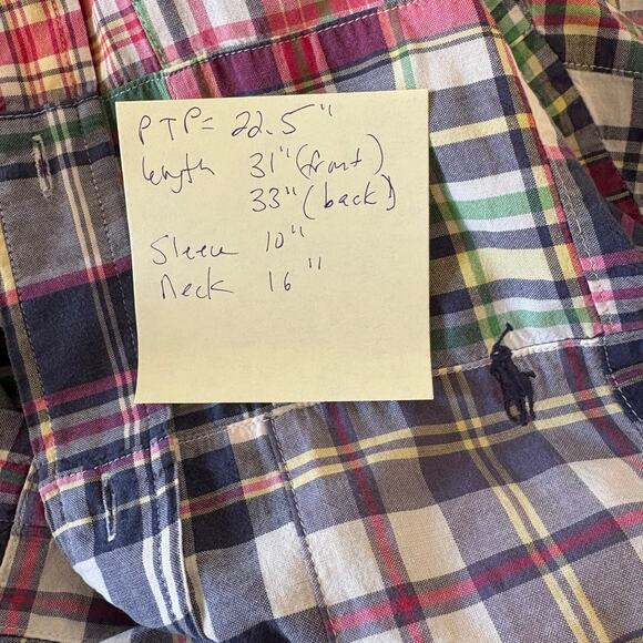 Polo Ralph Lauren Patchwork Madras Short Sleeve Button Down Blake Shirt - Picture 4 of 4